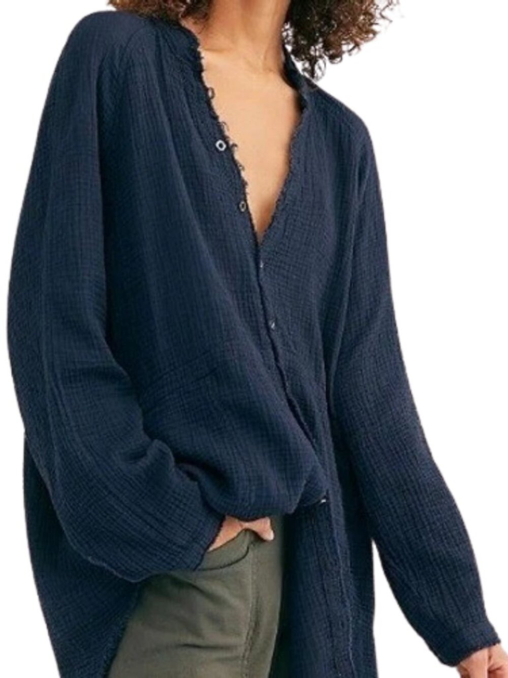 Free People We The Free Summer Daydream Buttondown Shirt Women's Small Black